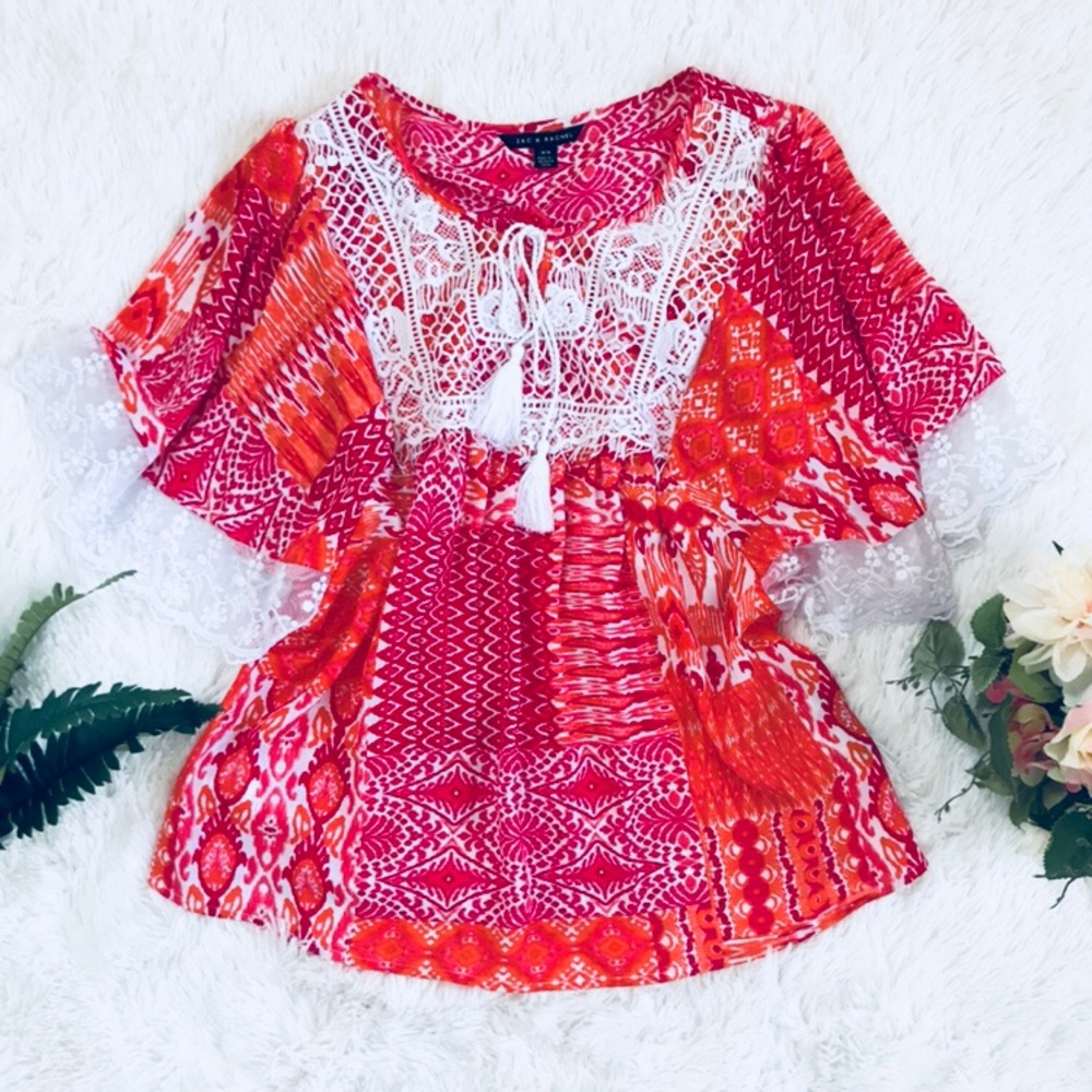 Zac and Rachel women pink and white lace blouse
